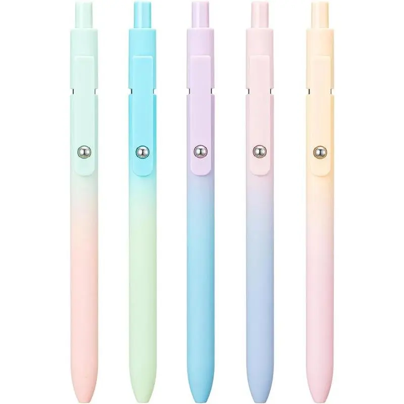 5PCS Colorful Rainbow Gel Pens with Comfort Grip - Ideal for Bible Journaling, Kids Gifts & Office Supplies