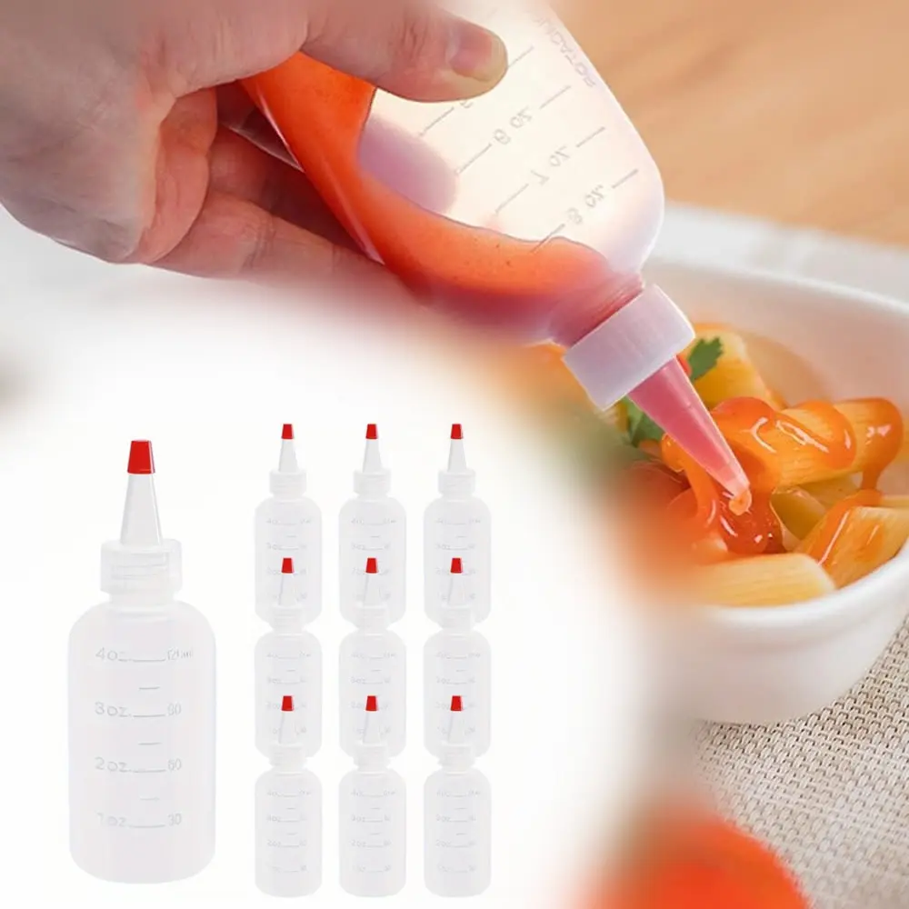 10 Pack 4 Ounce Squeeze Bottles Empty Plastic Containers for Dressing, Sauces & Condiments Ketchup, Mustard, Syrup, Oil, Arts and Crafts, Leak Proof, BPA Free, Refillable