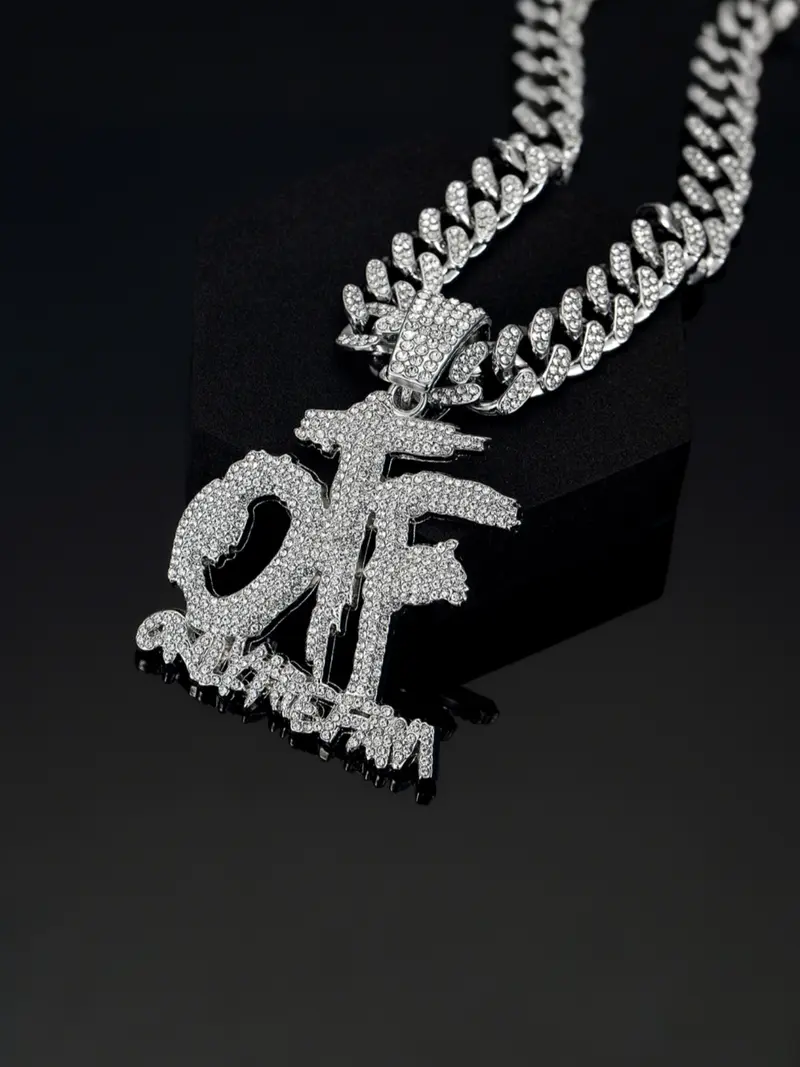thumbnail image 2 of MaxBling81 Hip Hop Black Wall Street Pendant With 18" Iced Cuban Link Chain 2 of 5