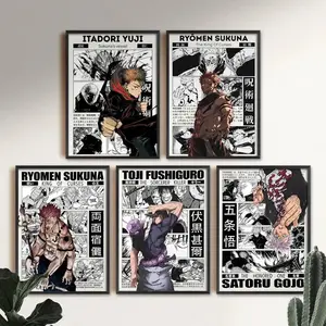 Jujutsu Kaisen Poster, Gojo Sukuna Toji Anime Wall Art Aesthetic Print, Manga Decor for Bedroom Living Room, Otaku Gift for Anime Fans, Cuadro Anime No Framed