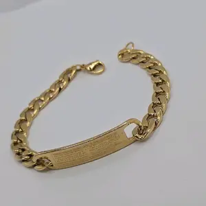 PADRE NUESTRO BRACELET Cuban style stainless steel 8"inches  gold color