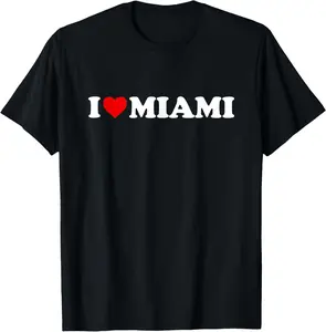100% Cotton I Love Miami - Heart T-Shirt