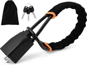 Car Steering Wheel & Seat Belt Lock, Universal Anti-Theft Device Lock with 3 Keys for Car Security Fit Most Vehicles Truck SUV Van, High Visibility and Light-Weight, Easy to Store