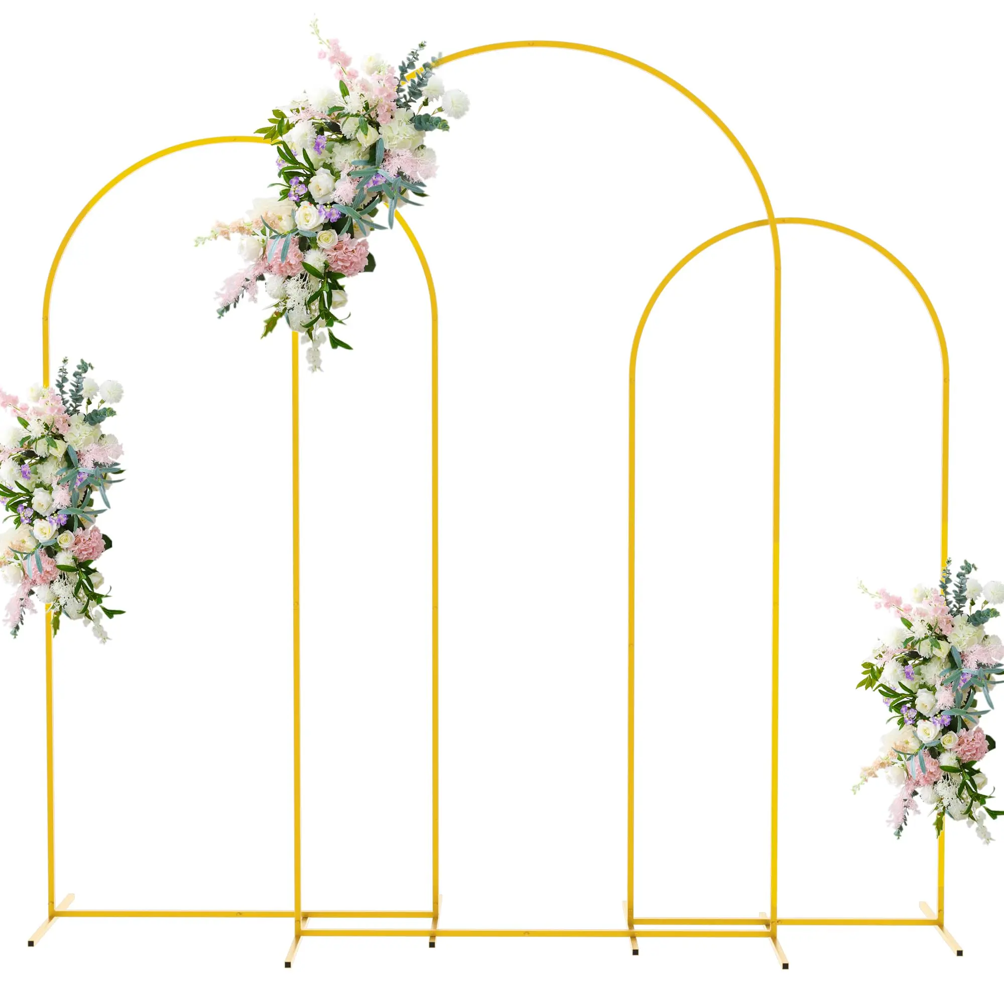 1 Pc Sturdy Gold Metal Arch Backdrop Stand (7.2FT/6.6FT/6FT/5FT/4FT), Balloon Arch Frame for Wedding Ceremony, Bridal Baby Shower, Birthday Party, Graduation and Event Photo Background Decor.