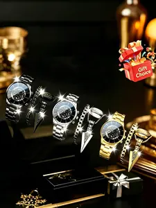 12pcs Men's Fashion Business Watch Set, Analog Quartz, Zinc Alloy Case, All Seasons, Perfect Father's Day Gift, Romantic Style