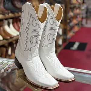 Men's Smooth Ostrich White Cowboy Boots
