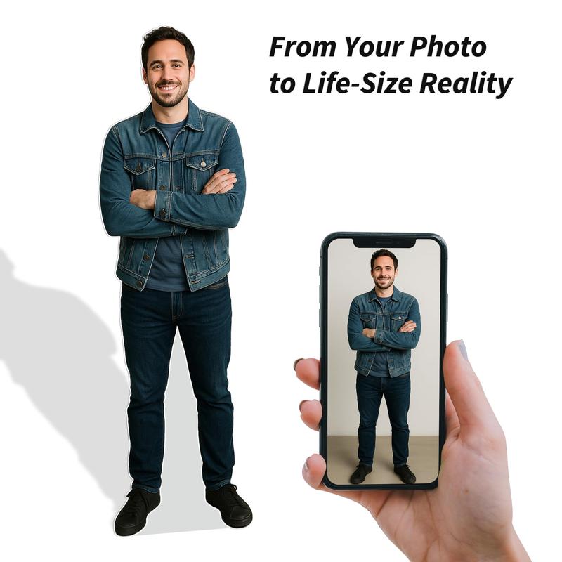 Custom Life Size Cardboard Cutout from Photo Waterproof Standee for Wedding Graduation Personalized Prop Made in USA Ideal for Parties Birthdays Pranks