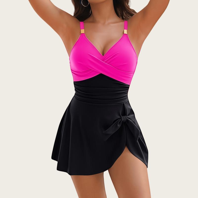 Womens One Piece Swim Dress Tummy Control Swimsuits Modest Bathing Suit Full Coverage Swim Skirt,Tankini Bathing Suit Stylish Beachwear