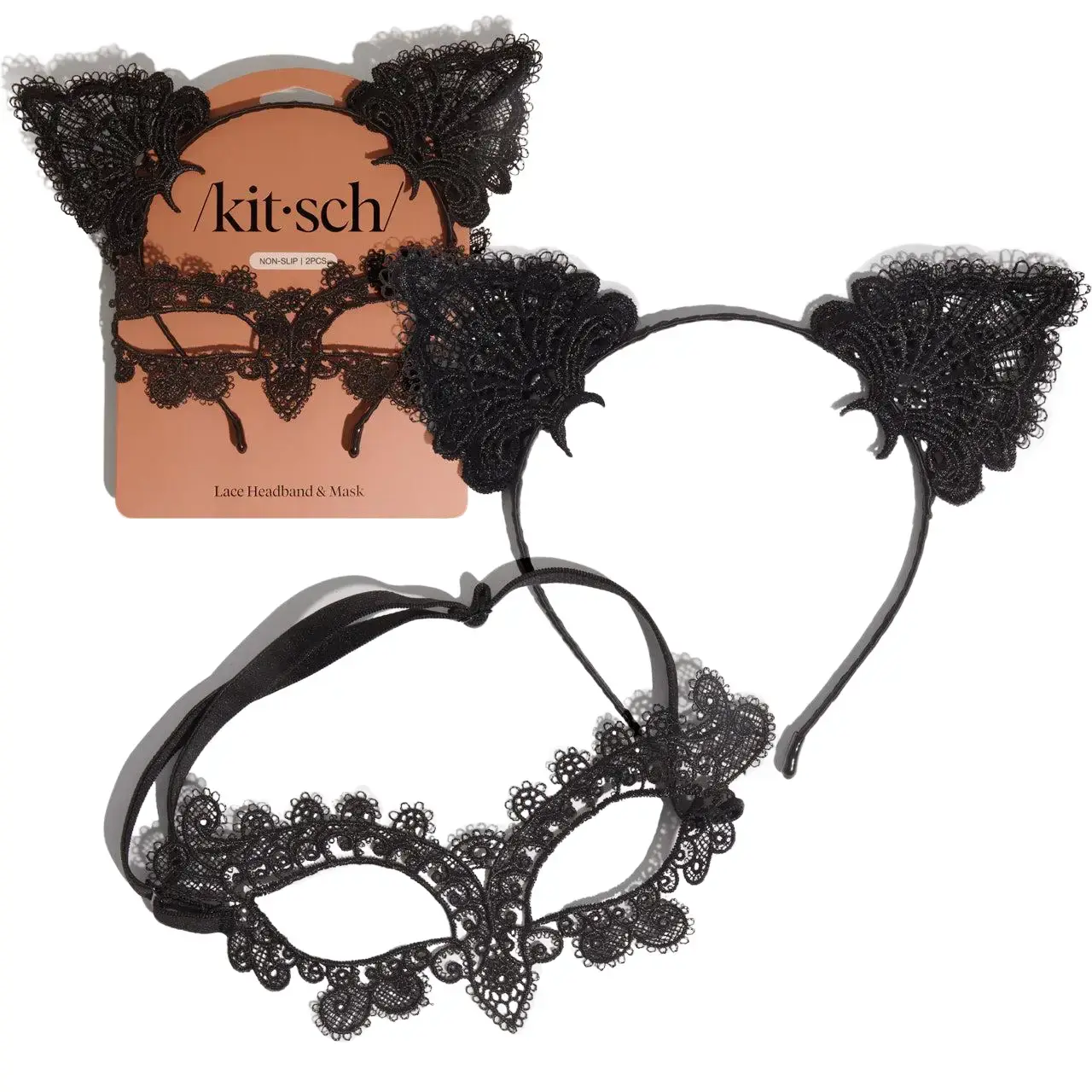 Kitsch Black Cat Lace Headband & Mask Kitsch Black Cat Lace Headband & Mask
