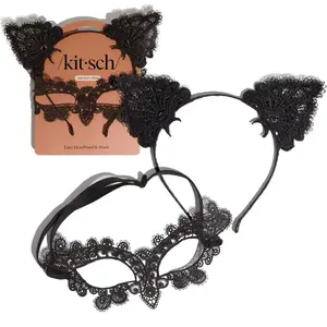 Kitsch Black Cat Lace Headband & Mask