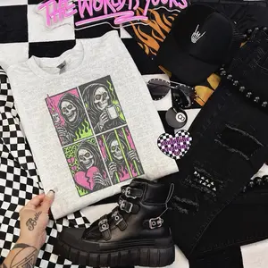 Neon Reaper Unisex Tee or Sweatshirt Edgy Alternative Gothic Vibes Ash Gray Sublimation Printed