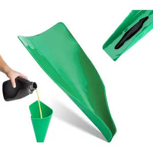 Reusable Flexible Oil Drain Funnel Form a Foldable Bendable Flex Funnel for Car Motorcycle Truck Lawnmower Snowplow Reused Oil Change Spill-Free Filling Draining Tools Easy to Store and Clean