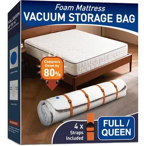 Vacuum Storage Bag for Memory Foam, Latex and Hybrid Mattress, Easy Moving and Storage (Full/Queen Size)