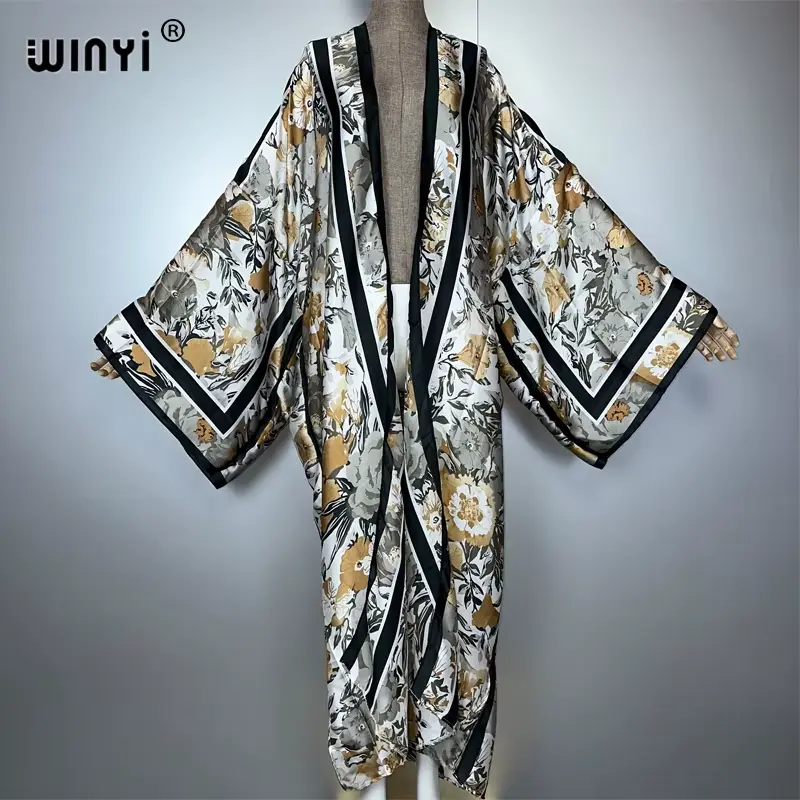 WINYI Kimono African Women Summer Muslim Bohemia Cardigan Bohemian Loose Abaya Casual Beach Cover up Boho Dress Party Kaftan winyi