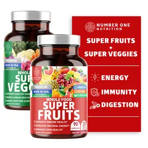 Premium Super Fruits & Veggies Supplement, 180 Caps, Whole Food & Natural Superfood for Women, Men & Kids - Packed with Aloe Vera, Vitamins & Minerals