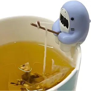 Cute Fishing Shark Tea Infuser Silicone Tea Bag Holder for Mug and Cup Animal Tea Infuser for Loose Leaf Funny Tea Filters Tea Accessory Gifts for Tea Drinkers and Lovers