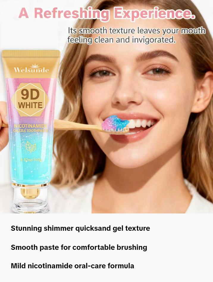 Welsunde Nicotinamide Toothpaste, Glitter Quicksand Texture, Mint Flavor, Fresh Breath & Surface Stain Removal, Daily Family Oral Care Welsunde Nicotinamide Toothpaste, Glitter Quicksand Texture, Mint Flavor, Fresh Breath & Surface Stain Removal, Daily Family Oral Care