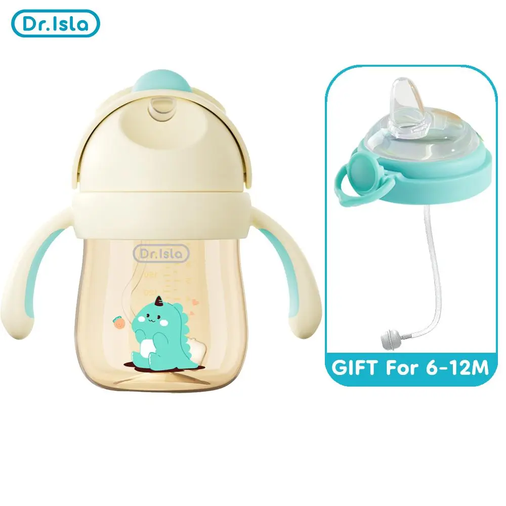 Dr.Isla 8oz Transition Sippy Cup, Suitable for Ages 6 Months and Up, Anti-Colic Training Cup, Silicone Gravity Ball, Leakproof Weighted Straw Cup, Spout Cup, Eco-Friendly, Non-Slip Handle, Boys Girls Professional Transition Bottle #camping essentials