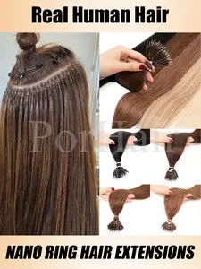 12-20Inches Nano Ring Hair Extensions Micro Links Human Hair Extensions Straight Keratin Capsule Natural Black Brown Blonde Micro Beads Ring Hair Extensions For Women