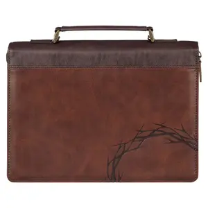 Crown of Thorns Brown Faux Leather Classic Bible Cover - Isaiah 53:3