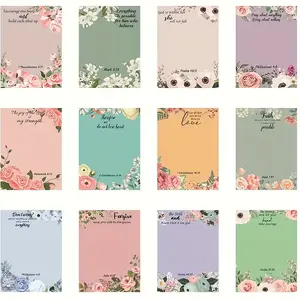 12 Pack Inspirational Bible Verse Sticky Notes, Floral Self-Adhesive Memo Pads for Women, Teachers, Nurses, Christian Faith Gifts - 3x4" Religious Quotes Notepads, Teacher Appreciation Gifts, Nurse Thank You Notes, Smooth Writing Surfac