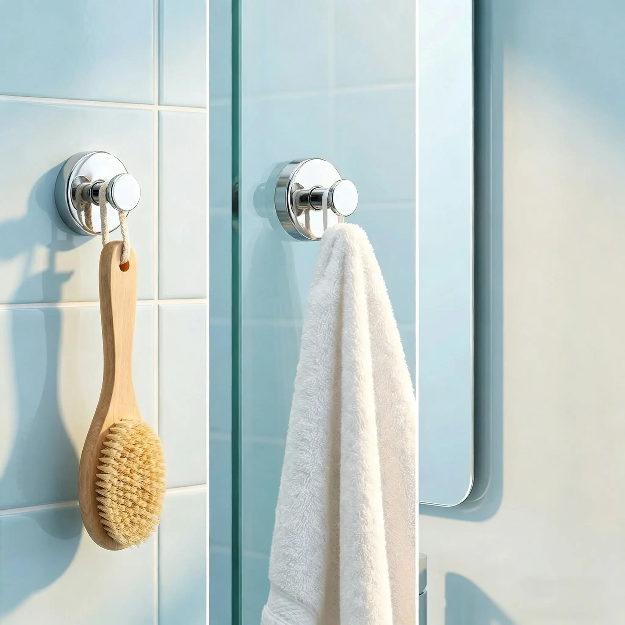 Vacuum Suction Cup, Reusable Eco-Friendly, Water Resistant, /silver Color Matte Finish, Ideal for Glass Doors Tiles Mirrors, Bathroom Organizing Accessories