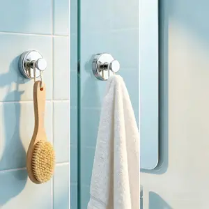 Vacuum Suction Cup, Reusable Eco-Friendly, Water Resistant, /silver Color Matte Finish, Ideal for Glass Doors Tiles Mirrors, Bathroom Organizing Accessories