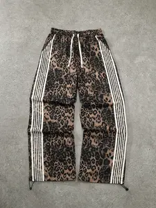Men's Casual Leopard Print Knit Pants, Fitted Long Leggings with Side Pockets & Drawstring Waistband, All Season Wear, Casual Fitted Bottoms, Casual Street Trousers, Casual Fashion Fitted