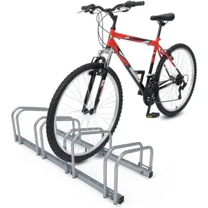 4 Bikes Floor Rack Stand Steel Bicycle Storage Organizer Parking Holder