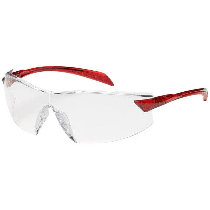 Bouton Radar Safety Glasses with Red Temple and Clear Anti-Fog Lens