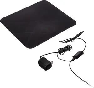 LAVA Indoor TV Antenna HD-400, Amplified Digital Signal Booster for 4K 1080p TVs, Super Thin Design, 35 Miles Range, No Monthly Fees, VHF/UHF Frequencies, Crystal Mount, Square Leaf HDTV, Free Digital TV Signals