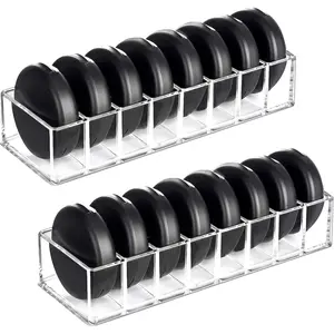 Clear Acrylic Makeup Compact Organizer - 2 Pack Organizer with 8 Spaces for Lipstick, Bronzer, and Highlighter - Versatile Bathroom Storage Solution