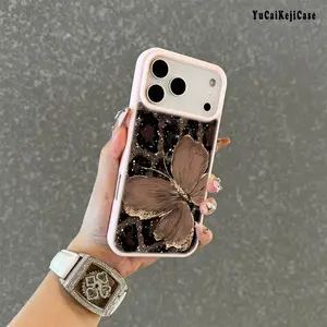 Magnetic Phone case for iPhone 17 16  Pro Max Plus 15 14 13 12 11 Air E Leopard Print and Butterfly Pattern Non-Yellowing Shockproof Anti-fall Magnetic attraction Cover Supports Wireless Charging