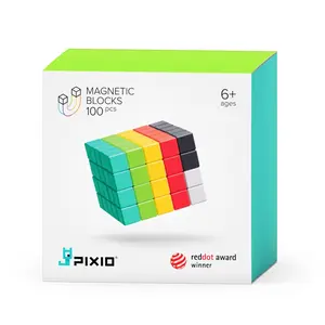 PIXIO-100 Magnetic Blocks in 6 Colors | Magnetic Building Toy & STEM Construction Set + Free App