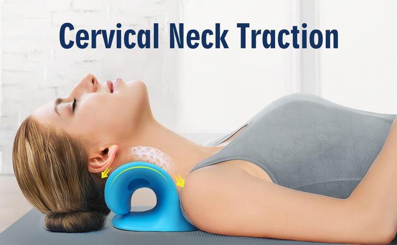 Neck Stretcher,Neck Hump Corrector,Neck and Shoulder Relaxer Cervical Traction Device Pillow for Muscle Relax and TMJ Pain Relief (Blue)