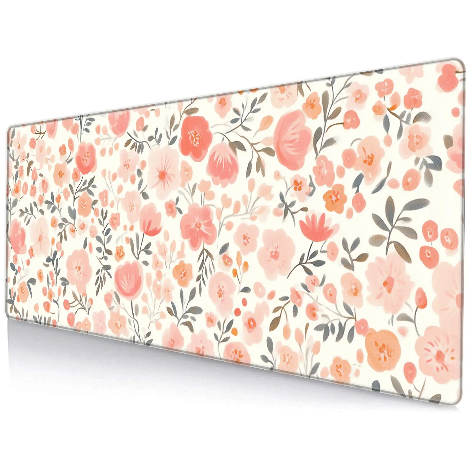 Floral Pattern Mouse Pad, Rectangle Gaming Mouse Pad, Anti-slip Mousepad for Home Office Game Room Desk, Office Desk Keyboard Mouse Mat, Computer Desk Mat, Desk Decor, Desk Accessories, Girly Office Supplies