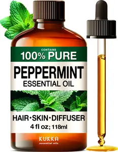 KUKKA Essential Oil Peppermint Oil for Diffuser & Hair - 4 fl oz Fresh Scent, Mother's Day Gift for Home, fathersdaygift, tiktokshopstockup,Summervibes