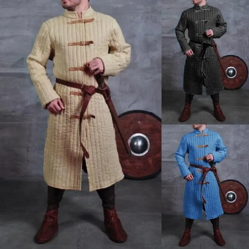 Medieval Warriror Knights Larp Costume Gambeson Doublet Mens Armor Coat Cosplay Jacket Battle Aketon Outfit For Adult 4XL 5XL