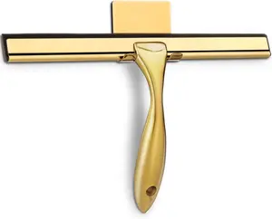 All-Purpose Shower Squeegee for Shower Doors, Bathroom, Window and Car Glass - Brass, Stainless Steel, 10 Inches