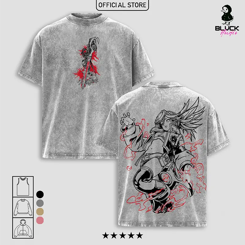 Riyo Reaper 'Akuta' Gachiakuta Anime Washed T-Shirt, Tanktop, Sweatshirt and Hoodie Oversize Unisex, Heavy Cotton Casual Streetwear Vintage Urban Outfit Fashion Clothes Top Anime Fans for Men and Women