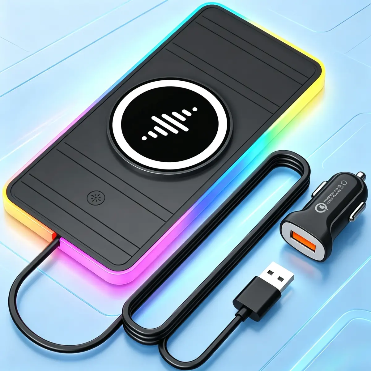 Magnetic Wireless Charger for iPhone 17/16/15/14/13/12 Series, Fast Wireless Charging Pad with Extension Cable, Portable Mag Safe Compatible Charger for Car, Desk & Travel, USB Magnetic Phone Charger