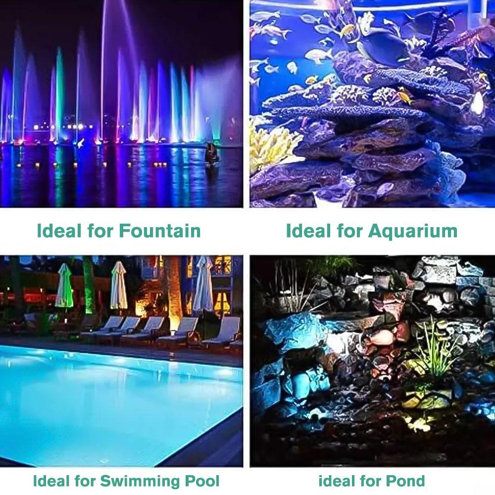 Color Changing Spotlights, Underwater LED Pond Lights, IP68 Waterproof RGB Colored Memory Dimmable Yard Spot Lights for Outdoor Garden Landscape Pond Fountain Waterfall