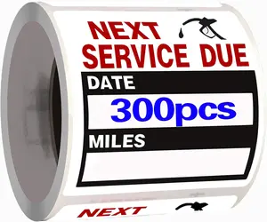 300 count Oil Change Stickers, Service Reminder Labels, Auto Maintenance Service Due Reminder Stickers Labels, 2 x 2 Inch, 1 Roll (Black)