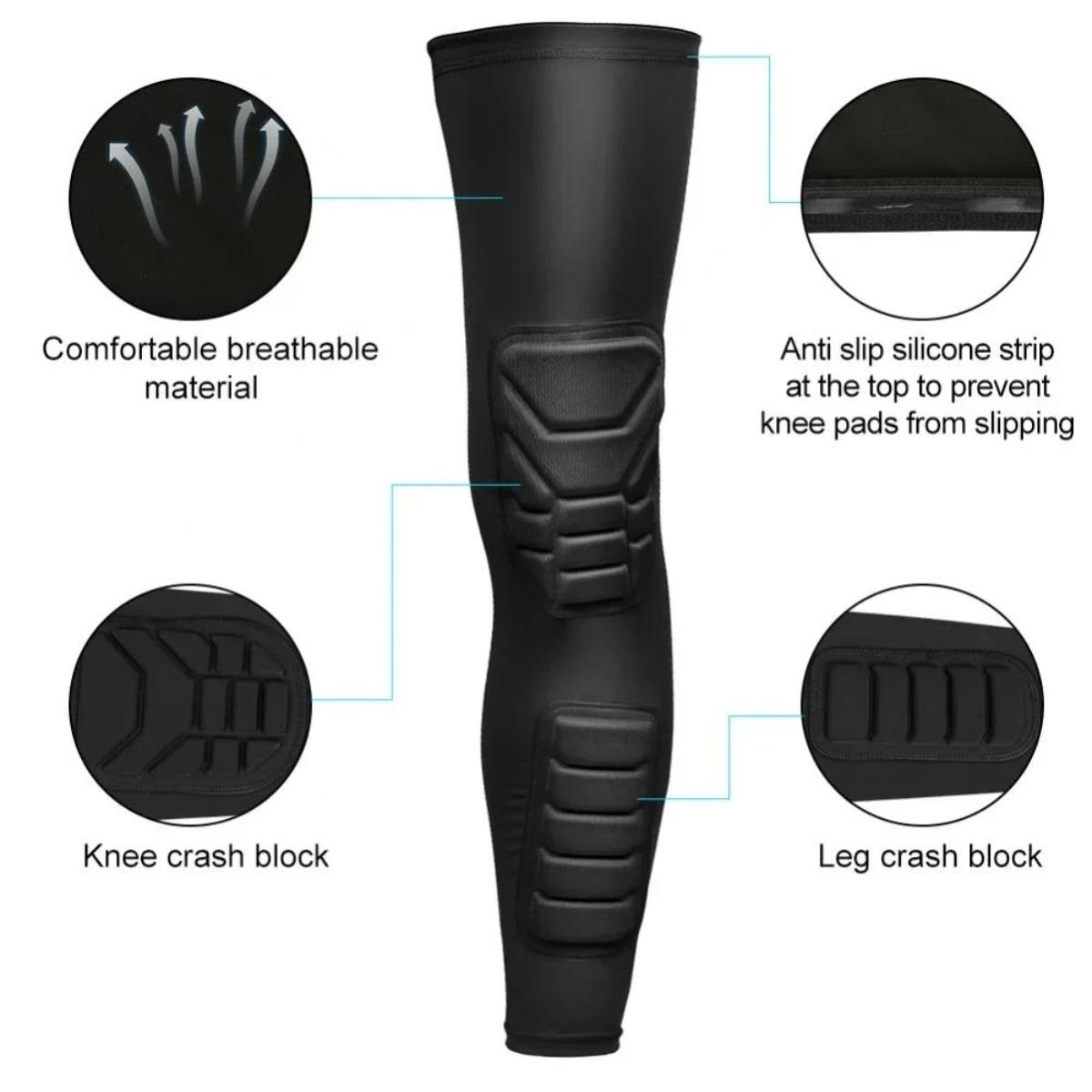 Honeycomb Impact Knee Pads Long Length Sports Protective Gear Basketball Cycling Breathable Anti Collision Leg Sleeve Patella Support Adult
