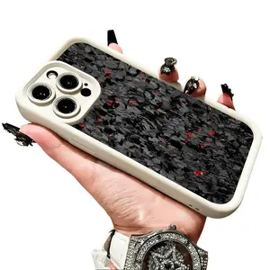 Cool Black Carbon Fiber Texture Stylish Aesthetic Design Case for iPhone 17 16 15 14 Pro Max 13 12 11 XR XS Plus Air Slim Shockproof Anti Drop Protective Durable TPU Cover