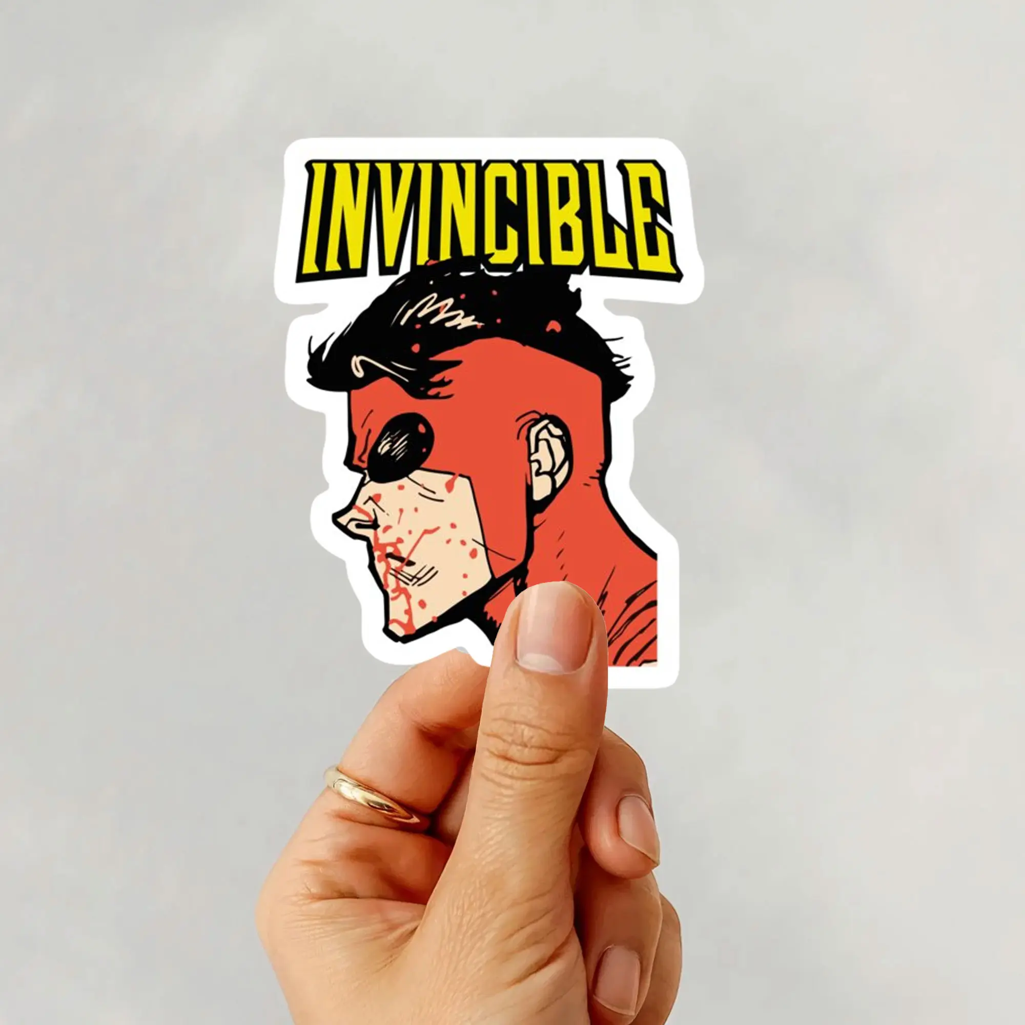 Battle Worn Invincible Vinyl Sticker, Mark Grayson Comic Hero Decal, Superhero Waterproof Laptop Car Water Bottle Sticker