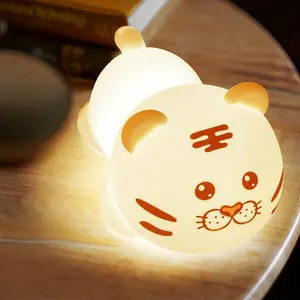 Christmas Gift Tiger Lamp, Silicone Color Changing Tiger Desk Nightlight, Rechargeable Table Lamp with Timer and Remote Control, Gift for Girls Boys Children Bedroom
