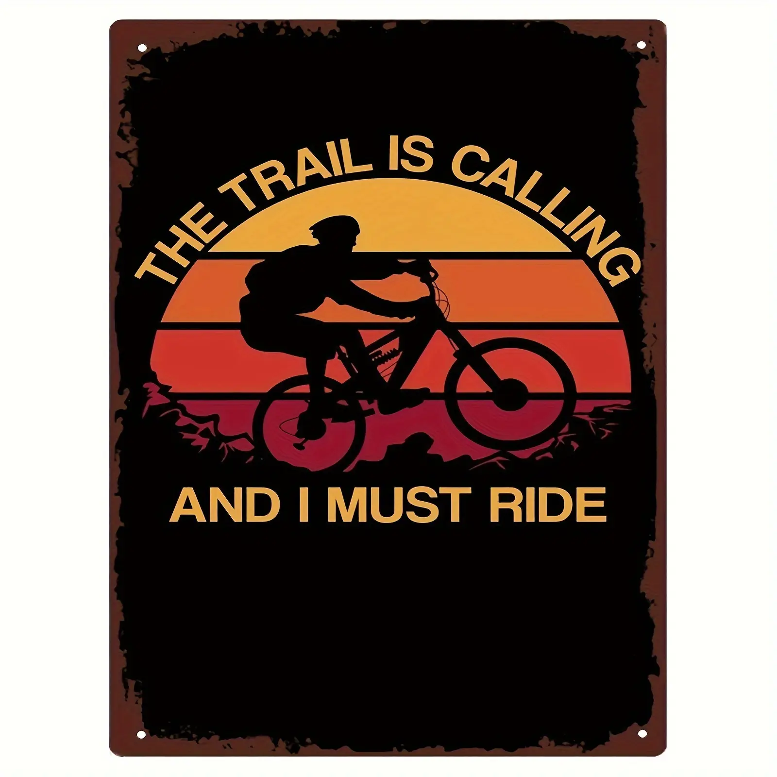 "Wild Ride" Mountain Bike Enthusiast'S Dream: 8X12" Metal Wall Art - 'The Trail Is Calling And I Must Ride' Downhill Mtb Design For Home & Office Decor