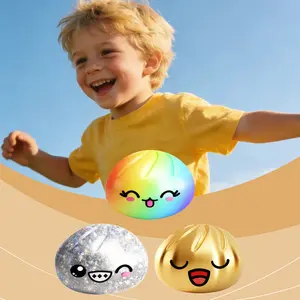 Kawaii Dumpling Stress Ball - Rainbow, Gold & Glitter Bao Squeeze Toys for Kids & Adults, Soft Sensory Fidget Toy for Anxiety Relief & ADHD, Cute Steamed Bun Squishy Set, Perfect Birthday Party Favors & Classroom Prizes, Stress Relief Gift