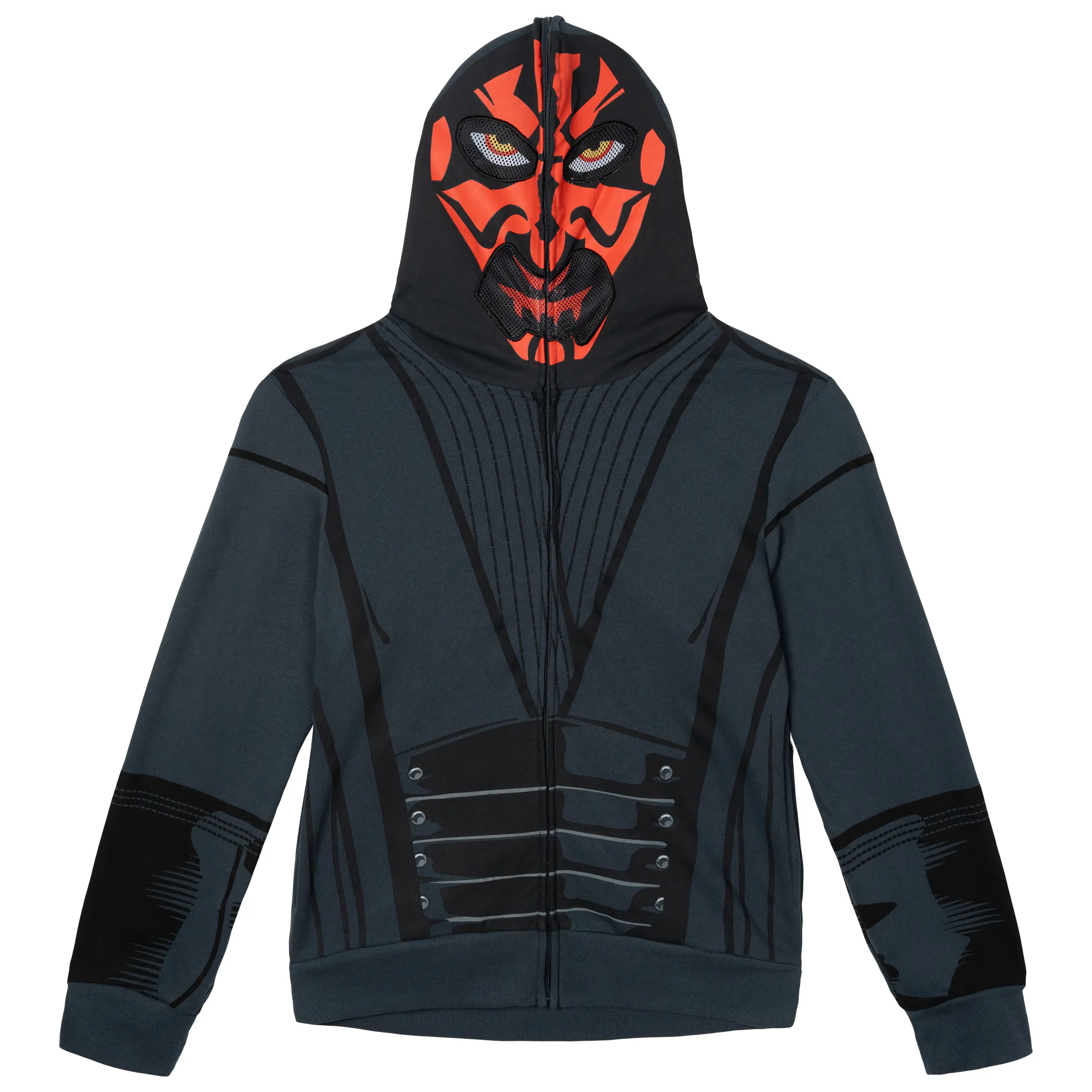 Star Wars Darth Maul Boys' Halloween Costume Zip-Up Hooded Sweatshirt, Red Black, XS to 2XL